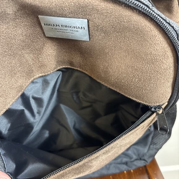 Hiram Bingham Belmond Train Brown Suede Feel Backpack Travel Daypack School Bag - Picture 10 of 12